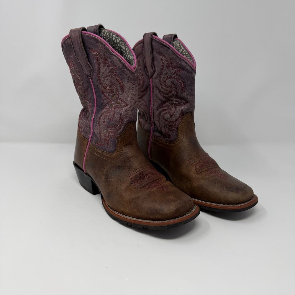 Dan Post Kids Western Cowboy Boots 13.5D Purple & Brown